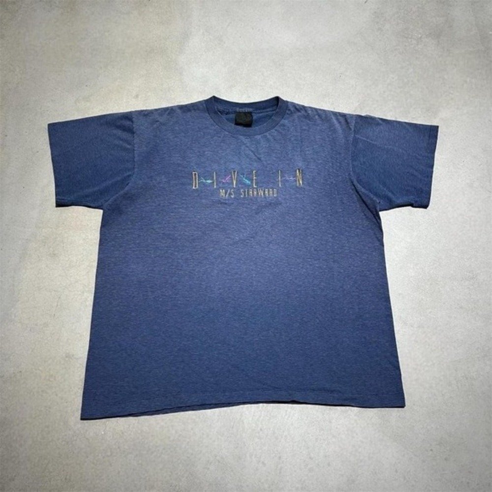 Vintage Embroidered "Dive In"‎ t-shirt striped tee